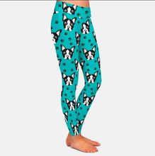 Load image into Gallery viewer, Side image of a lady wearing ankle length boston terrier leggings