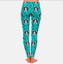 Load image into Gallery viewer, Back image of a lady wearing ankle length boston terrier leggings