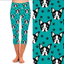 Load image into Gallery viewer, Image of a lady wearing mid calf boston terrier leggings