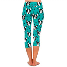 Load image into Gallery viewer, Back image of a lady wearing mid calf boston terrier leggings