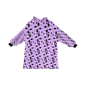 image of a purple colored bull terrier blanket hoodie for kids