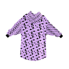 Load image into Gallery viewer, image of a purple colored bull terrier blanket hoodie for kids - back vew