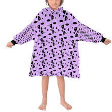 Load image into Gallery viewer, image of a kid wearing a bull terrier blanket hoodie - purple