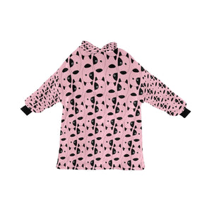 image of a light pink colored bull terrier blanket hoodie for kids