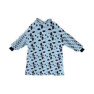 image of a light blue colored bull terrier blanket hoodie for kids