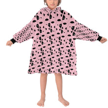 Load image into Gallery viewer, image of a kid wearing a bull terrier blanket hoodie - light pink