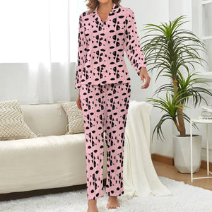 image of a pink pajamas set - bull terrier pajamas set 