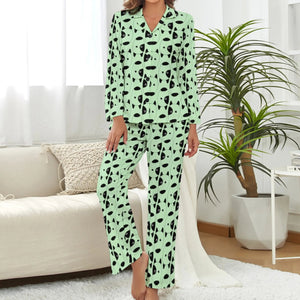 image of a green pajamas set - bull terrier pajamas set 