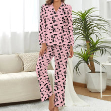 Load image into Gallery viewer, image of a woman wearing a pink pajamas set  for women - bull terrier pajamas set for women