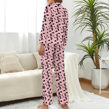 Load image into Gallery viewer, image of a woman wearing a pink pajamas set  for women - bull terrier pajamas set for women - back view