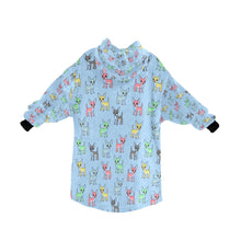 Load image into Gallery viewer, image of a light blue chihuahua blanket hoodie for kids 