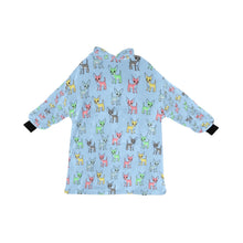 Load image into Gallery viewer, image of a light blue chihuahua blanket hoodie for kids - back view