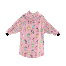Load image into Gallery viewer, image of a light pink chihuahua blanket hoodie for kids - back view