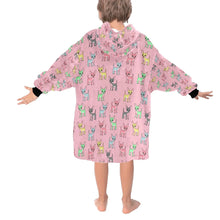 Load image into Gallery viewer, image of a light pink chihuahua blanket hoodie for kids  - back view