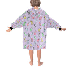 Load image into Gallery viewer, image of a lavender chihuahua blanket hoodie for kids - back view