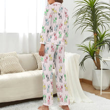 Load image into Gallery viewer, image of a woman wearing blush pink pajamas set - chihuahua pajamas set for women - back view