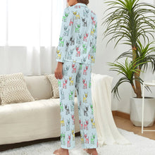 Load image into Gallery viewer, image of a woman wearing blue pajamas set - chihuahua pajamas set for women - back view