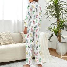 Load image into Gallery viewer, image of a woman wearing white pajamas set - chihuahua pajamas set for women - back view