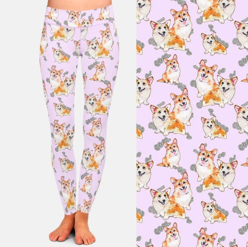 Infinite Corgi Love Women's Leggings-Apparel-Apparel, Corgi, Dogs, Leggings-Lavender-S-1