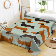 Load image into Gallery viewer, Image of weiner dog bed sheet