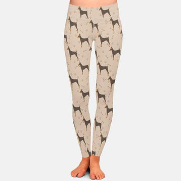 Infinite Doberman Love Women's LeggingsApparelSide Profile Dobermans with Paws and Bones PrintL