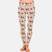 Load image into Gallery viewer, Infinite Doberman Love Women&#39;s LeggingsApparelSide Profile Dobermans with Red HeartsL