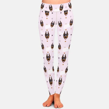 Infinite Doberman Love Women's LeggingsApparelSmiling Dobermans with Small HeartsL