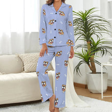 Load image into Gallery viewer, image of english bulldog pajamas set for women - lavender