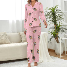 Load image into Gallery viewer, image of english bulldog pajamas set for women - pink