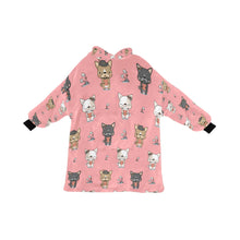 Load image into Gallery viewer, image of a light pink french bulldog themed blanket hoodie for women - back view