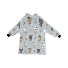 Load image into Gallery viewer, image of a grey french bulldog themed blanket hoodie for women