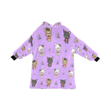 Load image into Gallery viewer, image of a purple french bulldog themed blanket hoodie for women