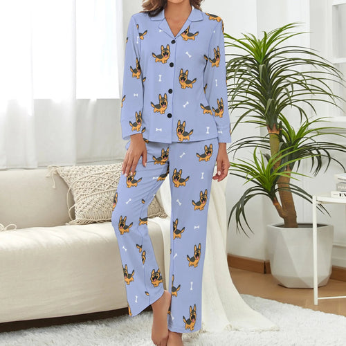 image of german shepherd pajamas set - purple lavender