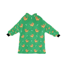Load image into Gallery viewer, image of a green colored golden retriever blanket hoodie for kids  - back view