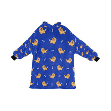 Load image into Gallery viewer, image of a dark blue colored golden retriever blanket hoodie for kids