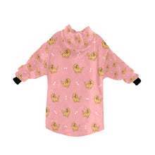 Load image into Gallery viewer, image of a light pink  colored golden retriever blanket hoodie for kids - back view