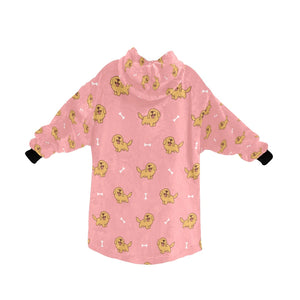 image of light pink golden retriever blanket hoodie for women