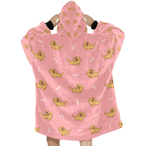 image of light pink golden retriever blanket hoodie for women - back view