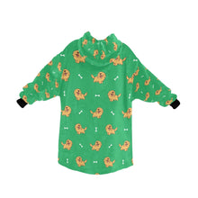 Load image into Gallery viewer, image of green golden retriever blanket hoodie for women - back view