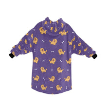 Load image into Gallery viewer, image of lavender golden retriever blanket hoodie for women - back view 