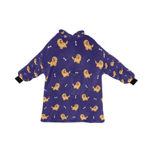 Load image into Gallery viewer, image of purple golden retriever blanket hoodie for women