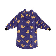 image of purple golden retriever blanket hoodie for women - back view