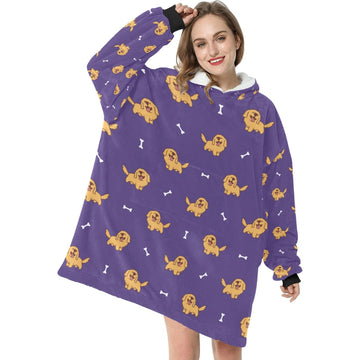 image of a golden retriever blanket hoodie for women - lavender