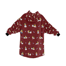 Load image into Gallery viewer, image of a maroon jack russell terrier blanket hoodie for women - back view