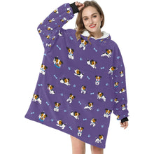 Load image into Gallery viewer, image of a jack russell terrier blanket hoodie - lavender