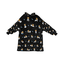Load image into Gallery viewer, image of a black jack russell terrier blanket hoodie for women