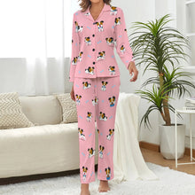 Load image into Gallery viewer, image of jack russell terrier pajamas set for women - pink