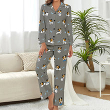 Load image into Gallery viewer, image of jack russell terrier pajamas set for women - grey