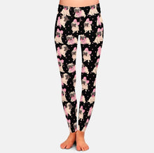 Load image into Gallery viewer, Infinite Pug Love Women&#39;s Leggings-Apparel-Apparel, Dogs, Leggings, Pug-Pugs with Pink Bows on Black-S-11