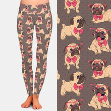 Load image into Gallery viewer, Infinite Pug Love Women&#39;s Leggings-Apparel-Apparel, Dogs, Leggings, Pug-Pug with Pink Bow and Glasses-M-7